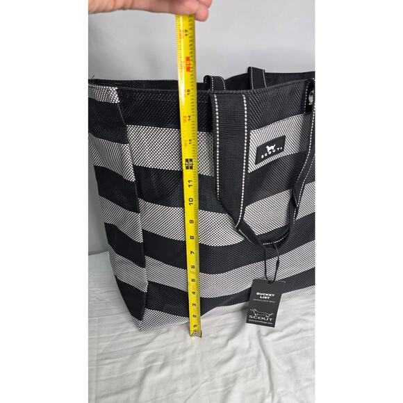 Scout Black Gray Striped Bucket List Large Open Top Shoulder  Tote Bag & Pouch - Picture 13 of 16